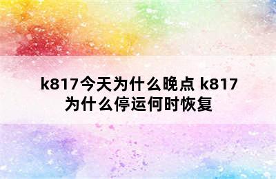 k817今天为什么晚点 k817为什么停运何时恢复